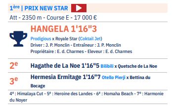 résultat Hangela le trot